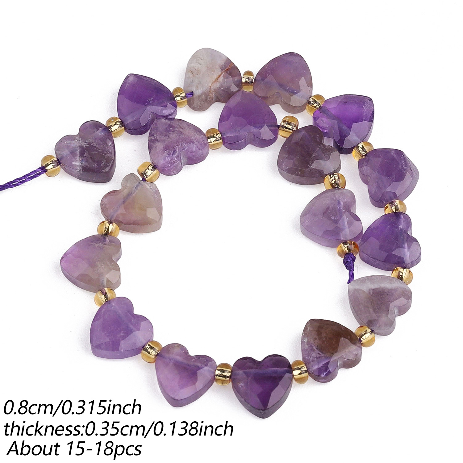 TEMU Aa Natural Stone Heart-shaped Amethyst Tiger Eye Amethyst Loose Spacer Beads For Jewelry Making Gorgeous Bracelets Necklace Earrings Additions