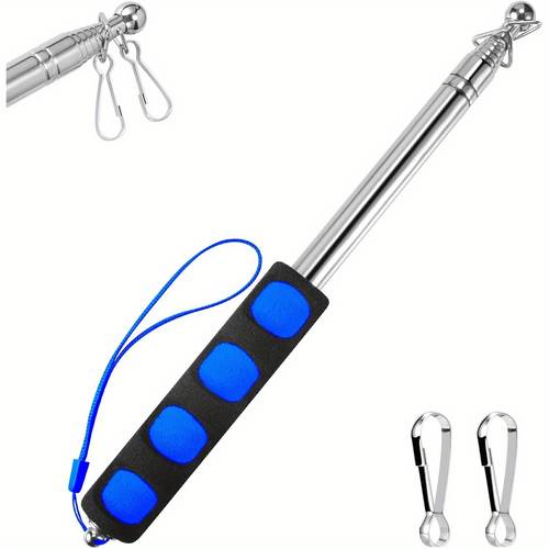 1 6m telescopic handheld flagpoles with clips feet thick portable stainless steel telescopic banner flag pole flag pole teaching pointer stick 5ft pack