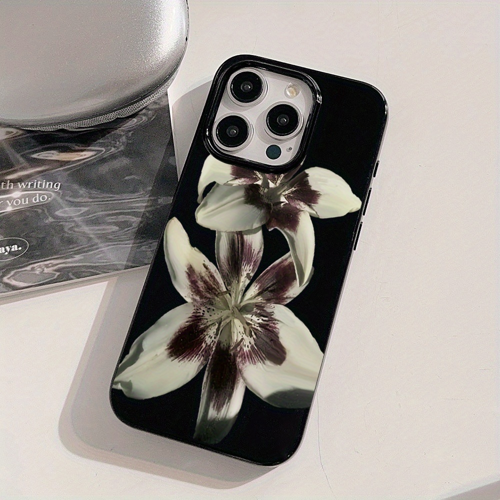 TEMU Retro Lily Flower Pattern Phone Case, Suitable For Iphone 16 Pro Iphone 15 14 11 Pro Max 16e X Xr Xs 8 Plus Se 2022 Shockproof Soft Cover