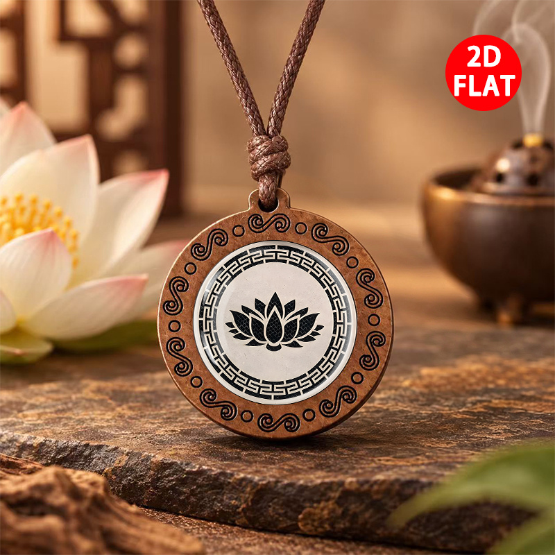 Buddhist Elements 2D Flat Pendant Necklace, Unisex Gift