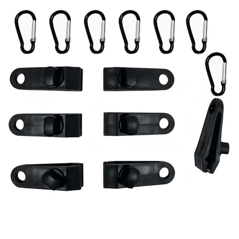 TEMU Ensemble de 14 clips de toile robustes, pinces de bâche en plastique avec anneaux de , accessoires de fixation pour tente de camping air