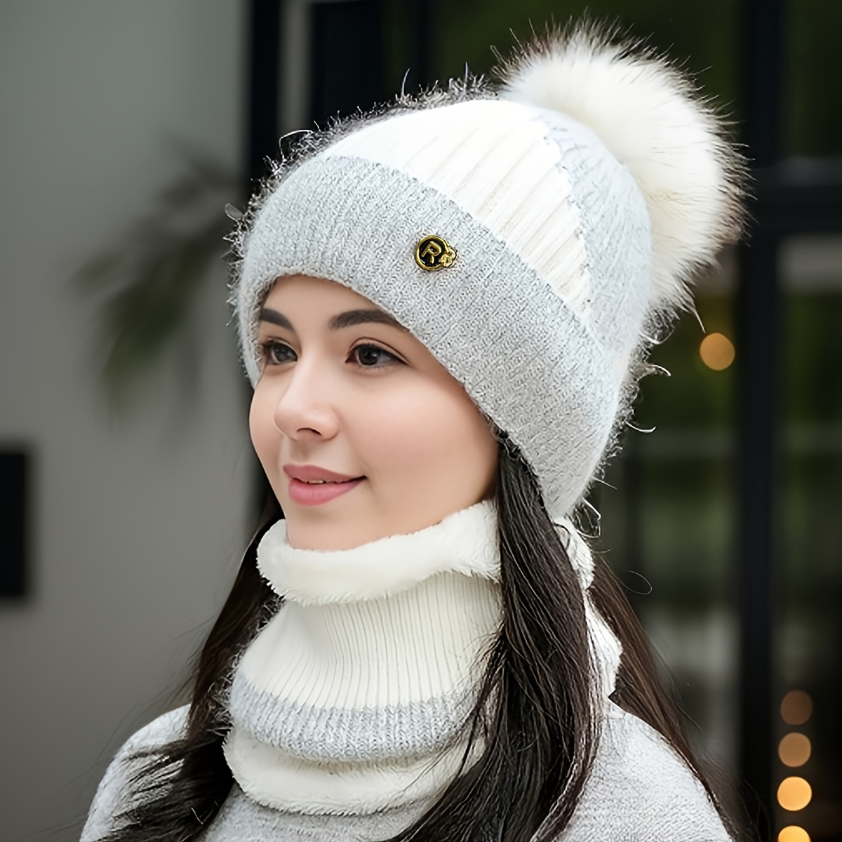 Women's Hat And Scarf Set | Autumn-winter Warm Fleece Hat, Fashionable Winter Cycling Windproof Cold-proof Cap, Elegant Acrylic Scarf With Elasticity Fit