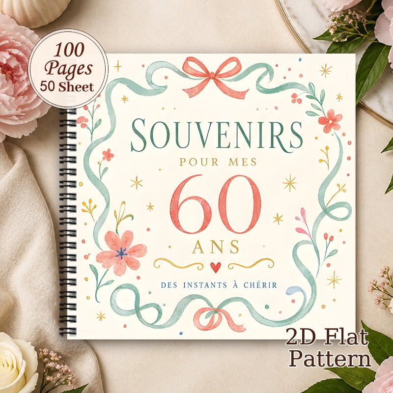 TEMU 1pc 'or d'anniversaire français esthétique, Album souvenir de souvenirs de famille, 'or vierge, Cadeau d'anniversaire de Message d'