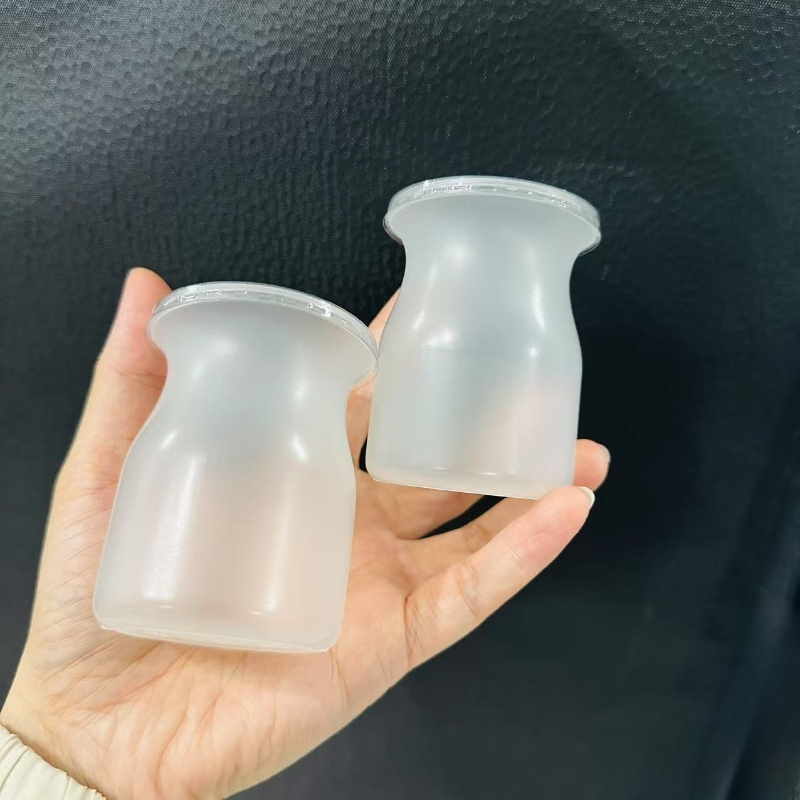 Image of 15pcs Milk Bottle Shaped Pudding Cups With Lids - Refrigerator Oven , Yogurt Bottle, Mousse, Jelly, . Party, Birthday, Picnic, Holiday Dessert Table Decoration, Restaurant, , Buffet Suitable