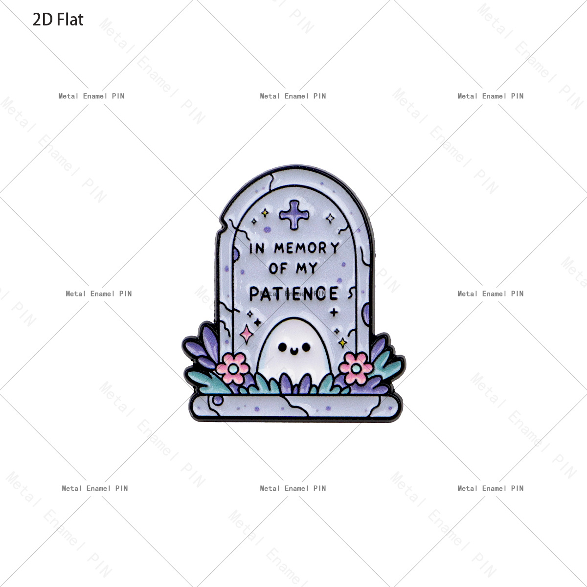 TEMU 2d Flat 1pc In Memory Of My Tombstone Ghost Enamel Pin Funny Sarcastic Metal Lapel Brooch Hat Backpack Badge Gothic Meme Humor Gift, Christmas