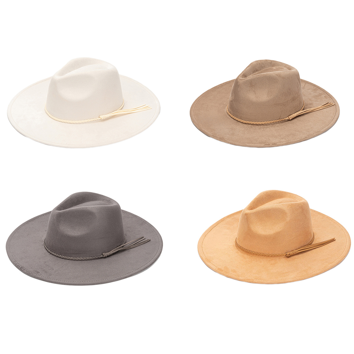 womens wide brim fedora hat suede western panama sun hat - Temu display picture 1
