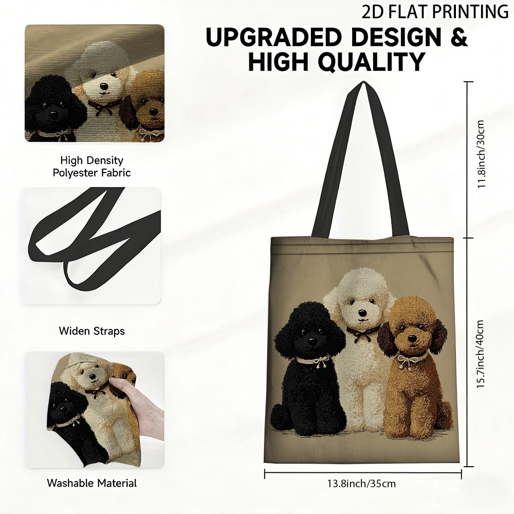 TEMU Borsa tote 1 pz con barboncino, adatta per pop-up, uso - Borsa quadrata con stampa a trasferimento a caldo, barboncino adatta per shopping,
