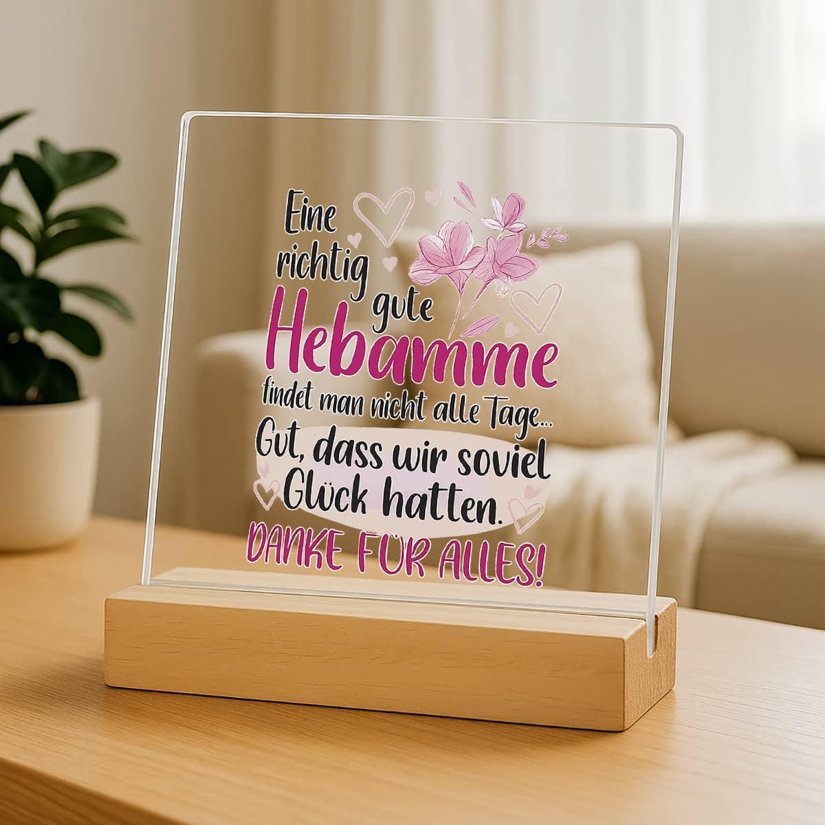 E-shop 2D-flach, 3,94x3,94 Zoll, herzerwärmende dekorative Schildtafel mit floralem Text, Dankeschön-Gedenkgeschenk für Hebamme für Zuhause