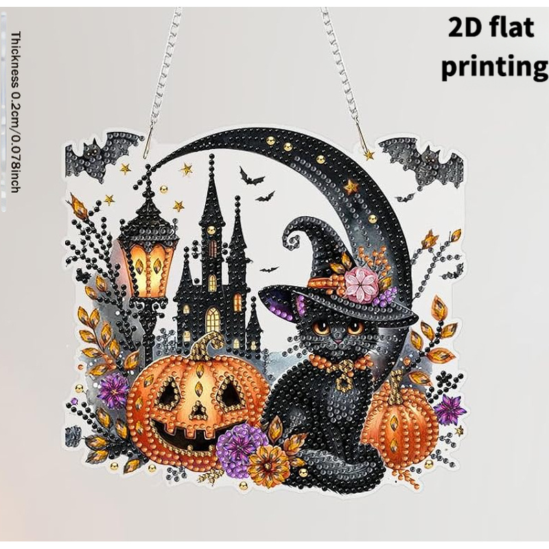 TEMU Impression plate 2D, Ensemble de peinture diamant adulte pour Halloween, Ornement de peinture diamant strass irrégulier 5D, Convient , , cadeau