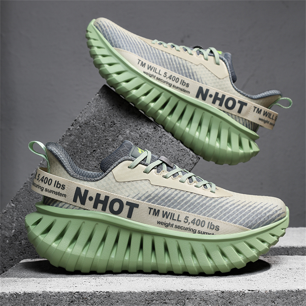 [Sneakers] Men'S Women'S Road Running Shoes, Thick Sole Casual Athletic Shoes for Men, Teenager Outdoor Sports Design, Comfortable Breathable Fabric Upper, Cushioning Shock-Absorbing MD Sole, Non-Slip And Wear-Resistant, Low-Top Lace-Up Closure
