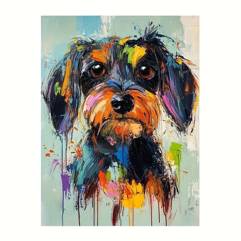 TEMU 2d Flat, 2d Flat, A Personalized Watercolor Canvas Painting Of Your Pet, Featuring A Wrap-around Frame And Poster Quality, Perfect For Home,
