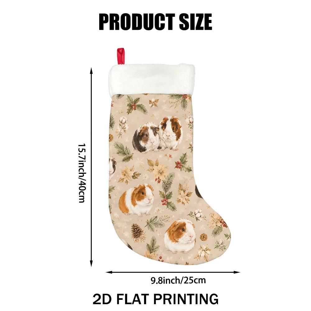 TEMU 1pc Guinea Pig Christmas Stocking - Adorable Suitable For Xmas Tree Branches, Fireplace & Hanging, Hanging Sock With Guinea Pig Print For Candy