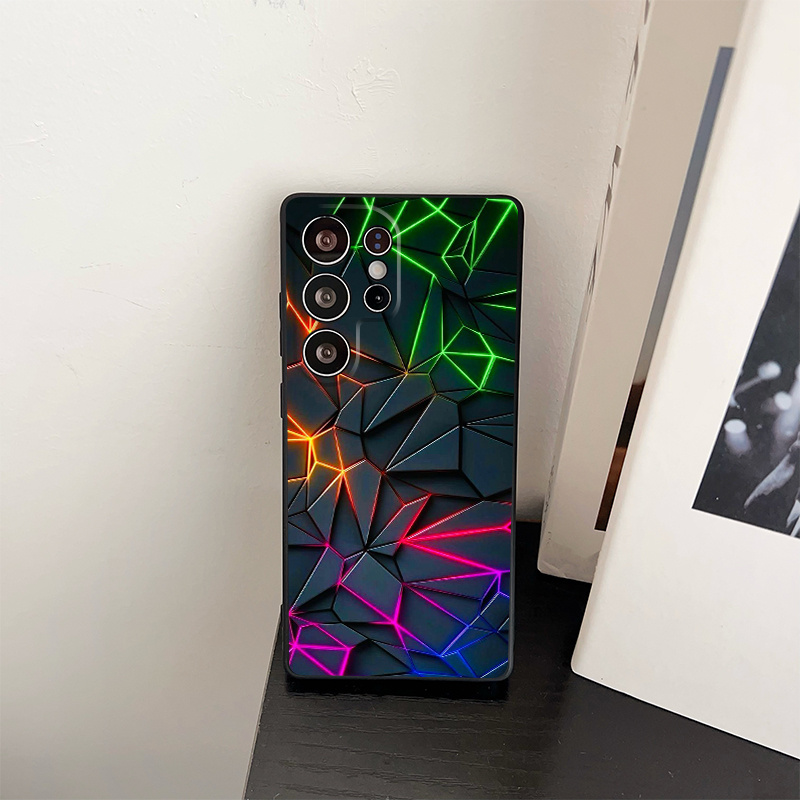 TEMU This Neon Geometric Phone Case Is The Galaxy , Including Models S21, S22, S23, S24, S25 Ultra, S24 Fe, S24 Plus, S22 Ultra, S20, And S10. It
