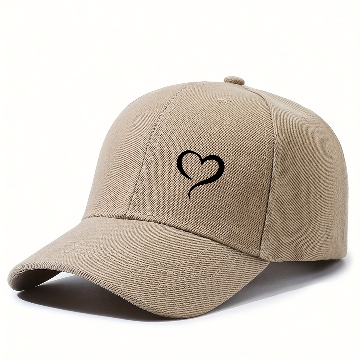 Adjustable Lightweight Baseball Cap with Heart Print