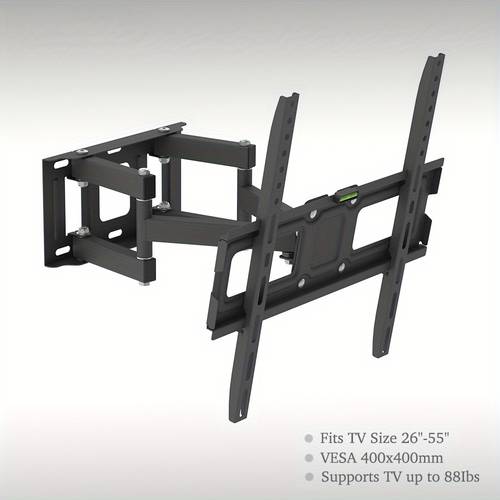 26-55 Inch Dual-Adjustable TV Stand with Large Base - Heavy-Duty Metal Frame, 400x400mm, 10° Adjustable Height & 10kg Weight Capacity - Wall-Mounted for Office, Living Room, Bedroom, Tv Table for Living Room, Versatile Furniture, Modern Aesthetic, Sturdy Construction, , Contemporary Design, Durable Material,