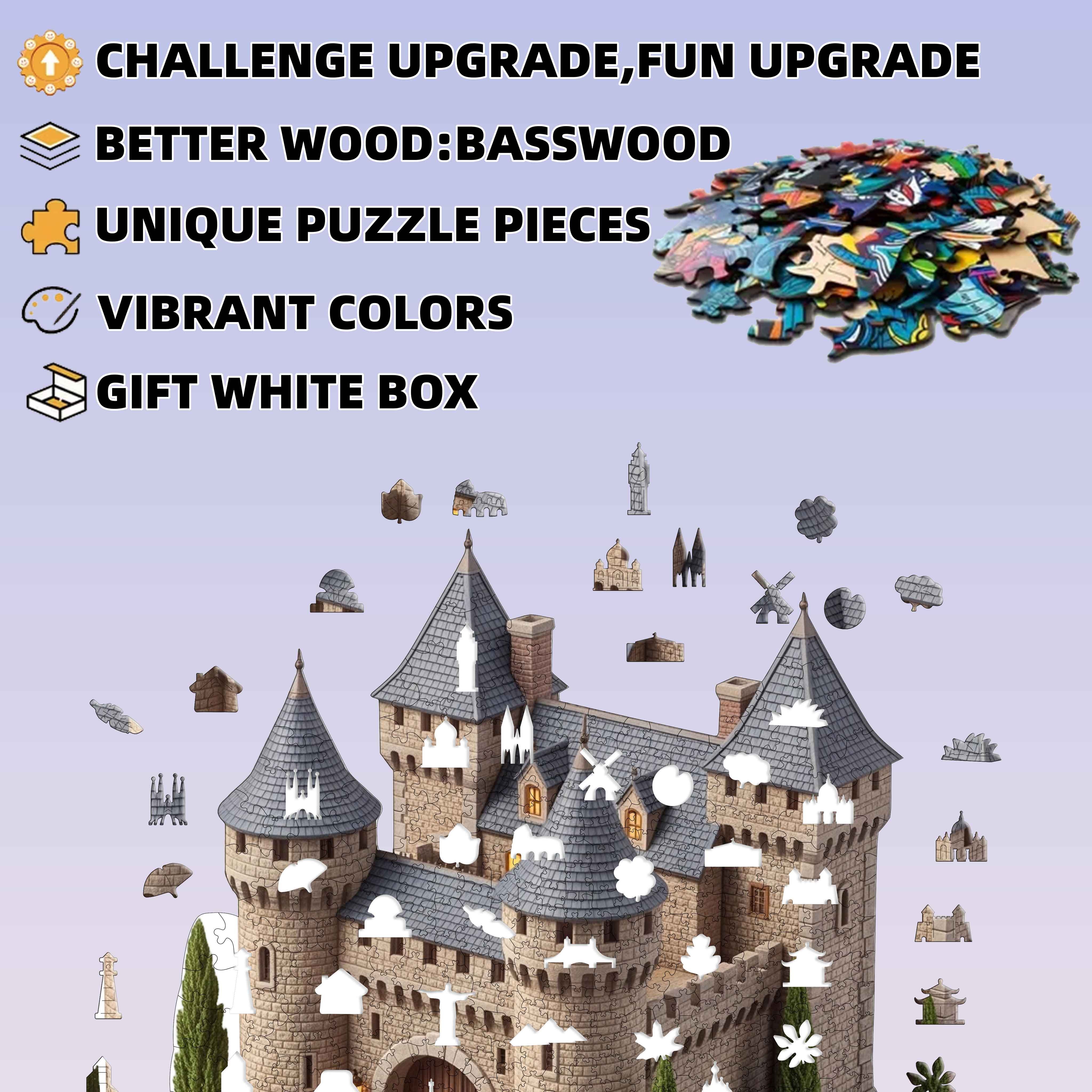 Castle Standing on a Mountain Peak 502pcs Wooden Puzzle