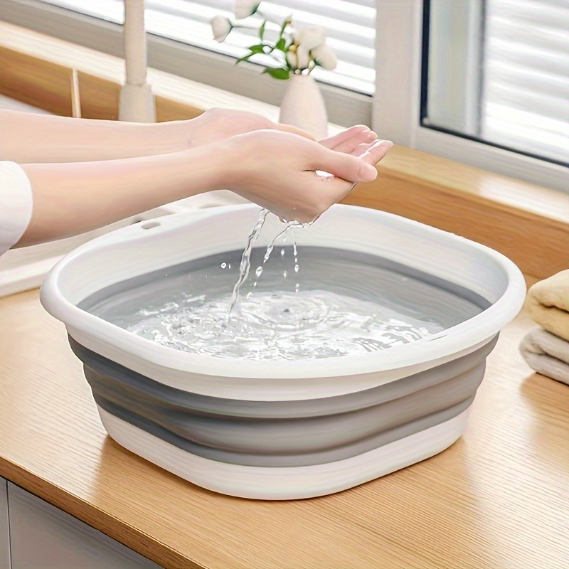 Image of Foldable Wash Basin For - Portable Foldable Wash Basin Suitable For Home/dorm/camping | Multi-functional Rv/ Wash And Foot Bath Basin, Durable And Easy To Store. Manual Measurements May Have Errors