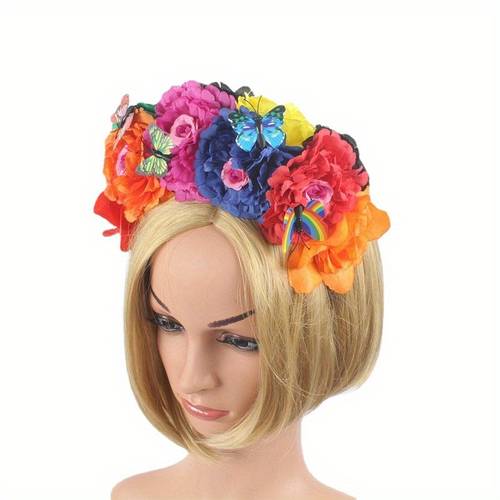 photo de l'article serre-tête à fleurs dimitation de style , bandeau de fête, serre-tête rétro à fleurs de pour femme, aléatoire