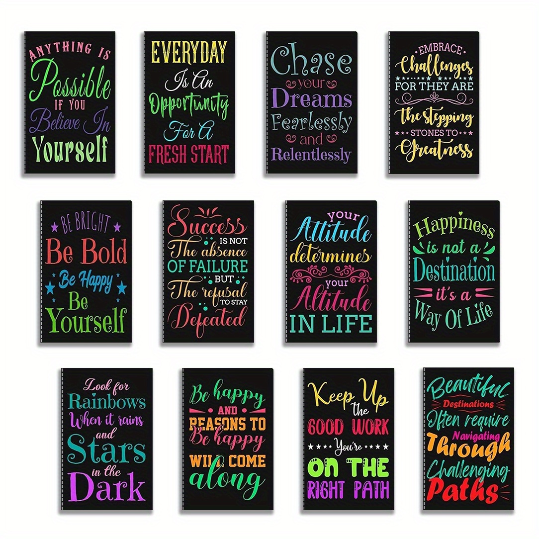 TEMU Set Of 12 Small Motivational Notebooks, Perfect As Bulk Gifts For Teachers, Men, And Women. Ideal For School Or Office Use, Easy-to-carry