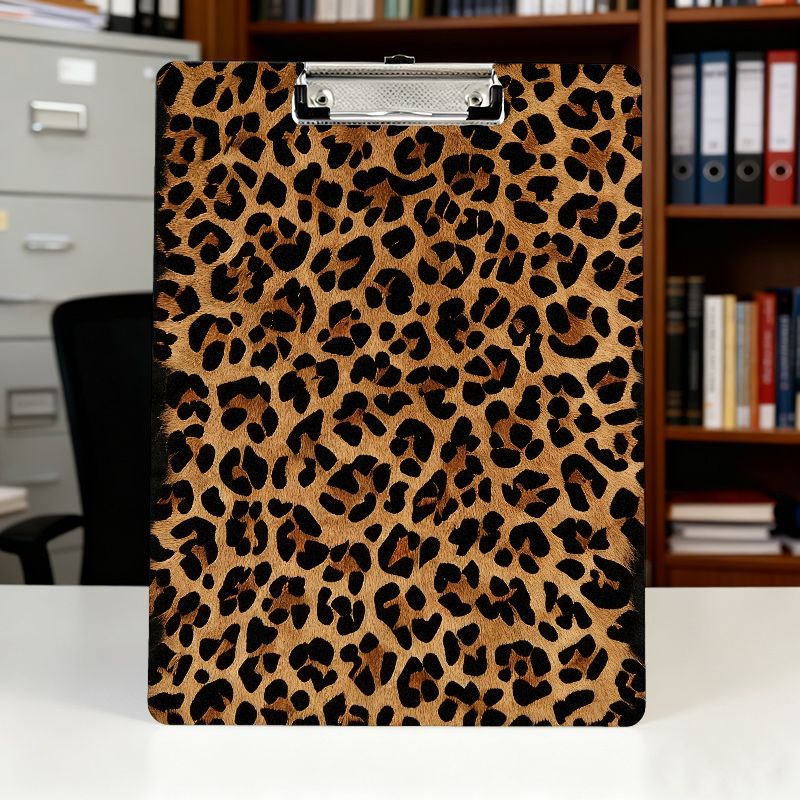 TEMU Clipboard With Clip, Folder Board Pp Material, Leopard Print Design, A4 Size Single-sided Printing Clipboard, Suitable For Office, Meeting