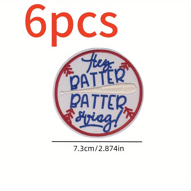 TEMU 6 Trendy Sporty Baseball Embroidery Patches - For Ironing Or Sewing Clothing, Hats & Bags | Chic Fabric Embellishments, Wallet Crafting