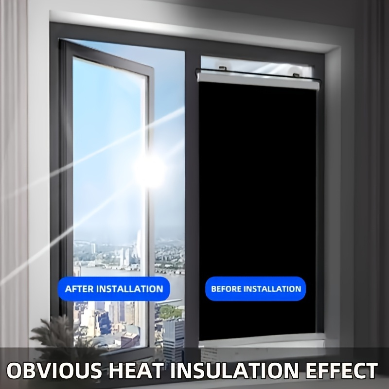 Punch-Free Suction Cup Blackout Curtain - High Quality 100% PVC Thermal Insulated Blackout Roller Shade, Design, Suitable for Kitchen, Bathroom And Car Windows, Modern Style, Blocks Light And Keeps Warm, Bedroom Privacy Screen | Smooth Texture