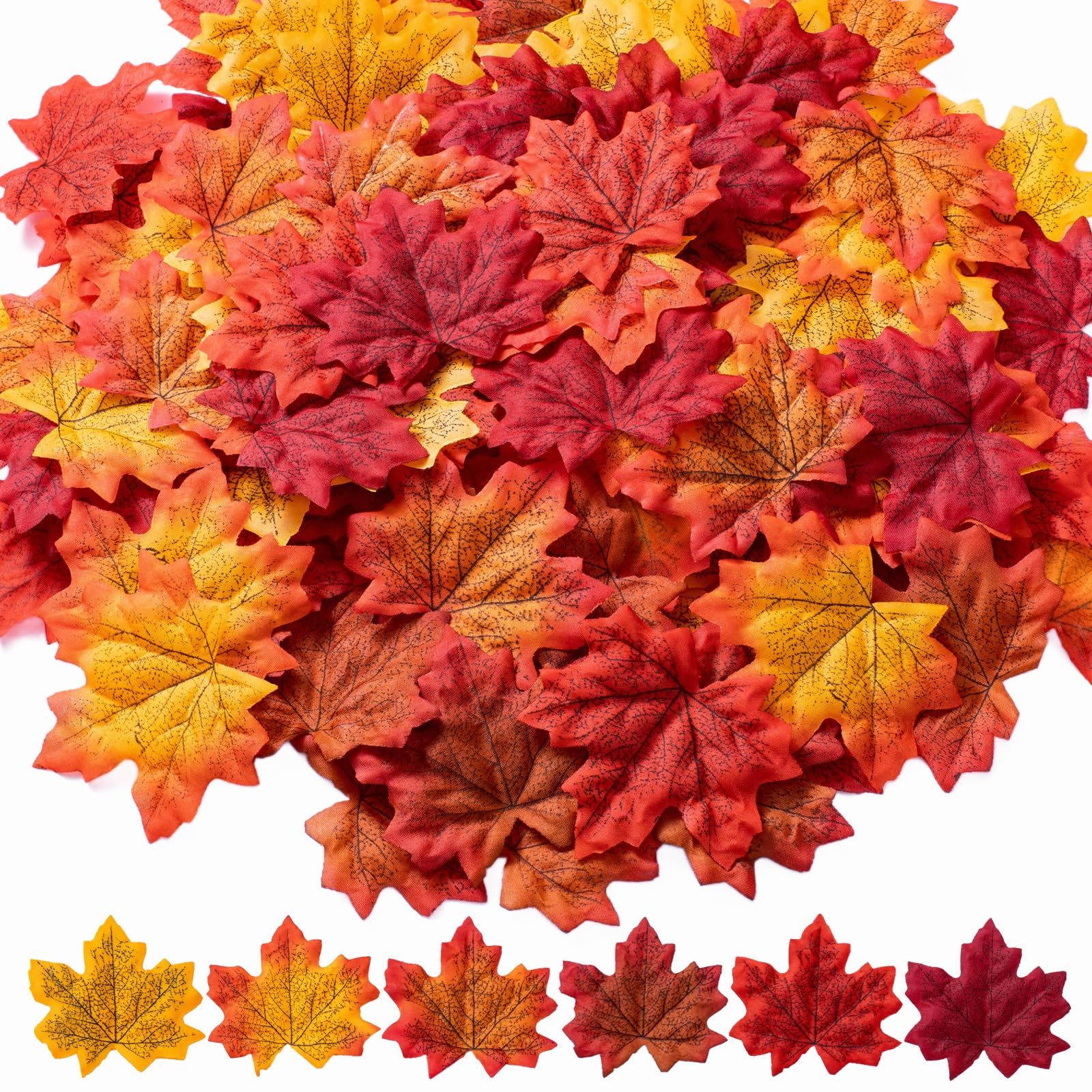 TEMU 98 pezzi di foglie d'acero artificiali da 8 cm/3,1 pollici, colori assortiti casuali, decorazioni per feste autunnali di Ringraziamento e