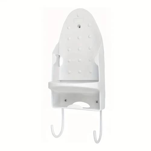 heavy duty metal wall mounted ironing board holder with double hooks sturdy iron steamer stand space saving design compatible with all standard ironing boards steamers compact storage organizer no power required