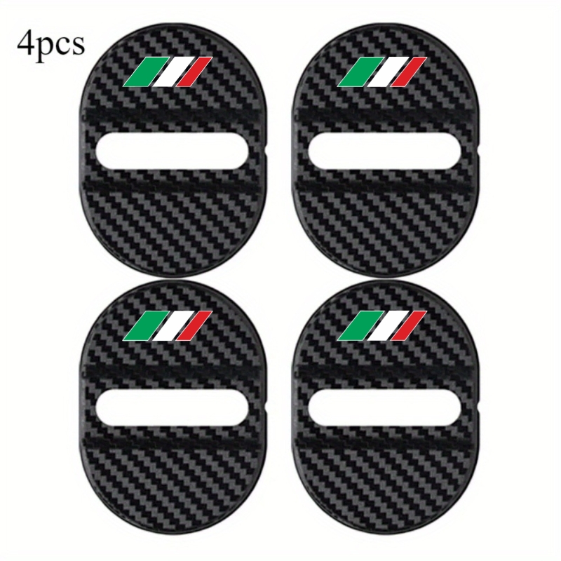 Image of 4pcs Set Of Car Door Lock Protection Cover, Carbon Fiber Texture Design, Adhesive Sealing Patch For Buffering, Vibration Reduction, Noise Reduction, And Sound Insulation