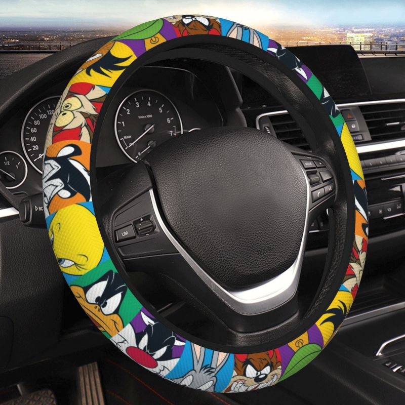 TEMU Authorized, Retaining ] Yitong Monster Car Thickened Steering Wheel Cover, Universal Polyester Elastic Steering Wheel Cover, , Best Gift For