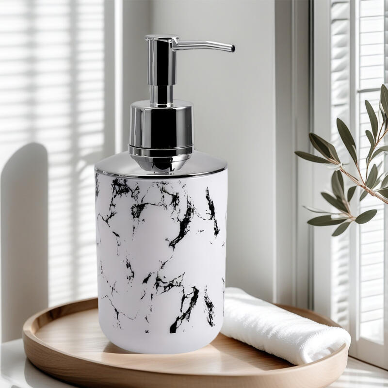 TEMU Marble Texture Soap Dispenser - Easy-to-press, Non-slip, And Reusable Lotion Dispenser, Suitable For Hand, Lotion, Body Wash, Shampoo, Bathroom,