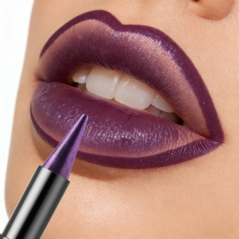 2 komada Metalik Sjajni Ljubičasti Set za Usne: Olovka za Usne, Ulje za Usne, Ruž za Usne za Žene, Dugotrajan, Lako se Nanosi, Vodootporan i Otporan na Znoj, Ne Blijedi Lako, Idealno za Svakodnevnu Upotrebu i Zabave