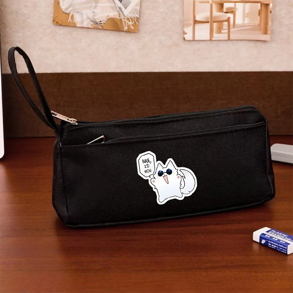 TEMU 1pc 1pcs Cute Kitten Pencil Case Suitable For & Office - Large Capacity Double-layer Organizer Box With Coin Purse Compartment, Compact Storage