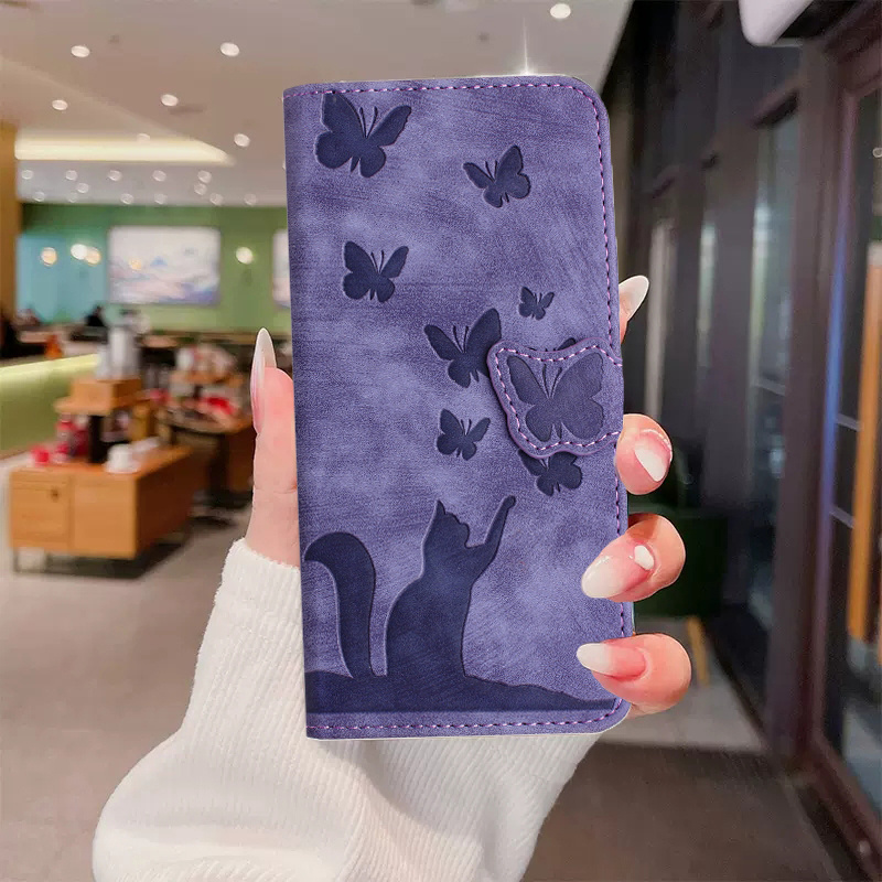 TEMU Phone Case - Cartoon Frosted Cat And Multifunctional Card Holder Case Suitable For , Fully Protective And Drop-resistant, Creative And Niche