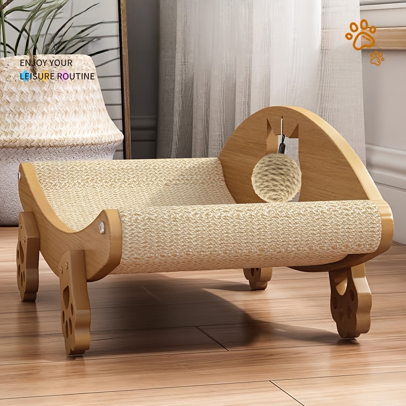 sisal cat scratching board with pet herb toy durable claw friendly sofa indoor cat scratching bed swing cradle chair natural