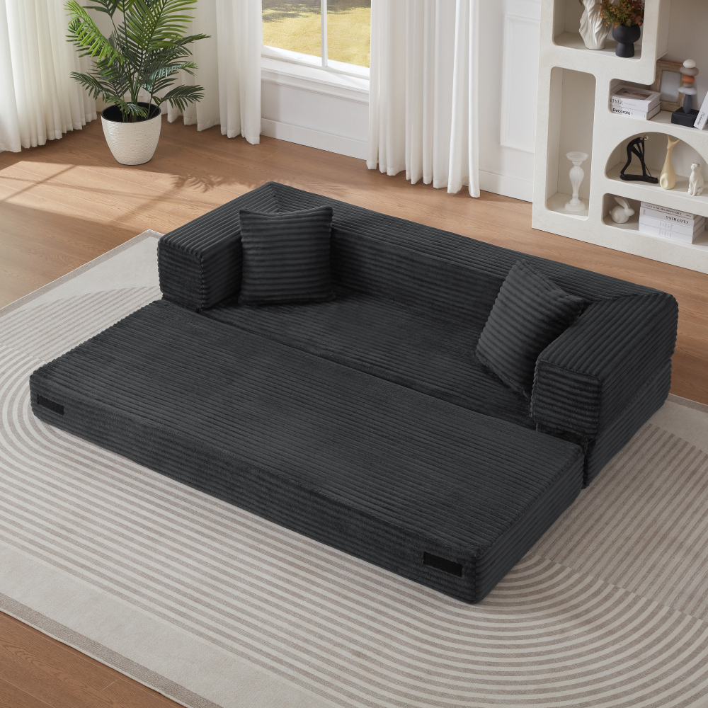 Sofa Bed That With A Foldable Design, Versatile Sleeper Sofa Ideal For Living Rooms And Apartments, In Dark Gray, Measuring 200×76×60 Cm