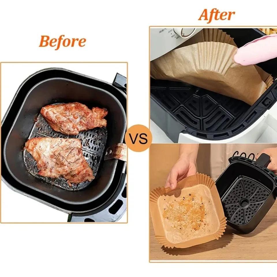 100pcs set disposable air fryer paper liner 16cm oil proof water proof airfryer disposable   trays baking paper details 5