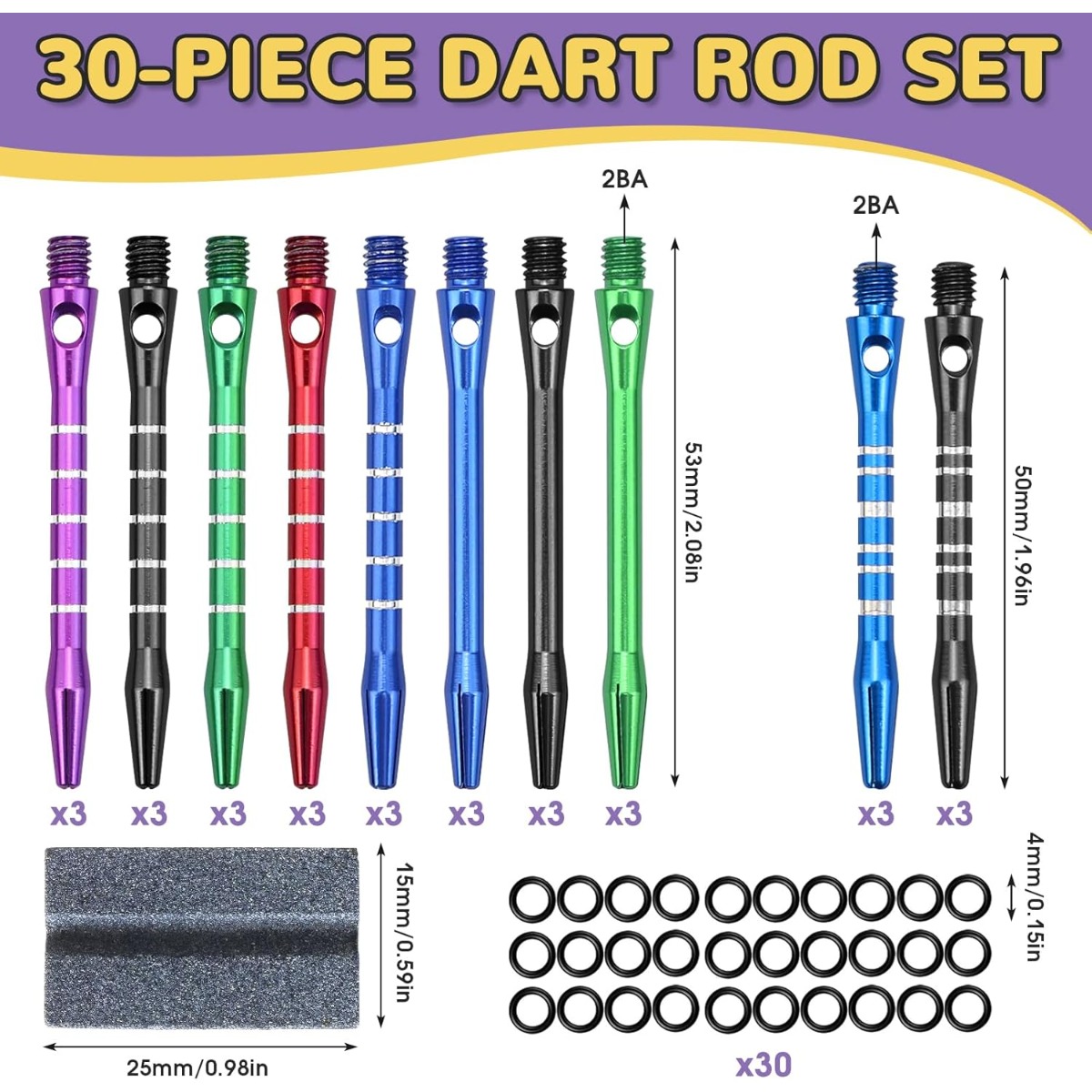 30 stuks Aluminiumlegering Dartschachten, 50/53mm Dart Onderdelen