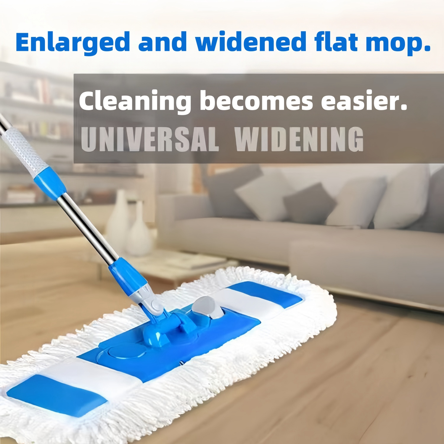 1pc extra large 25 59in flat mop with extended handle wide microfiber cloth 360 degree flexible head dual use wet and dry floor mop for living room bedroom toilet kitchen and floor cleaning details 1