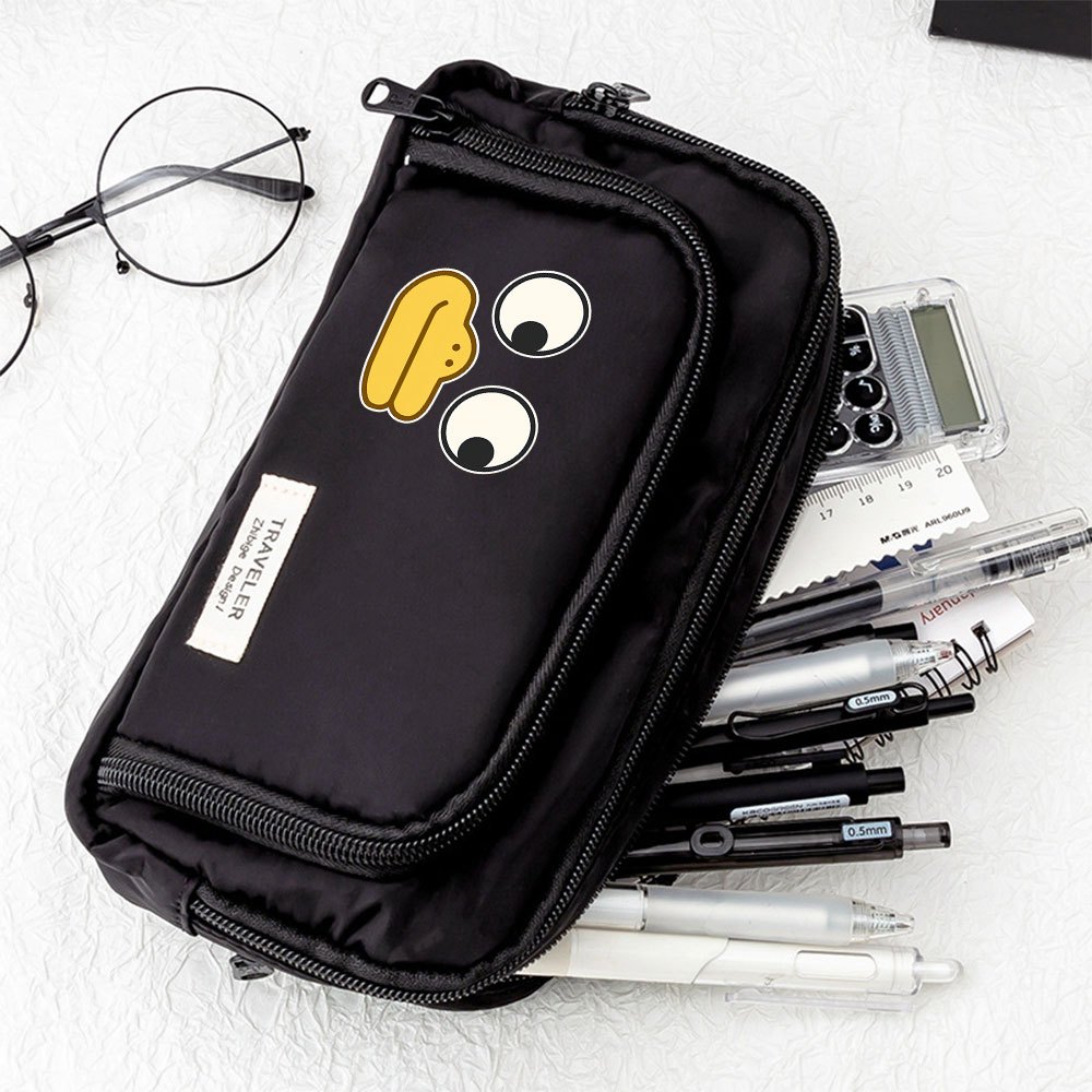 TEMU Cute Cartoon Printed Large Capacity 1pc Pen Case Portable Stationery Storage Pouch For School Office Daily Use