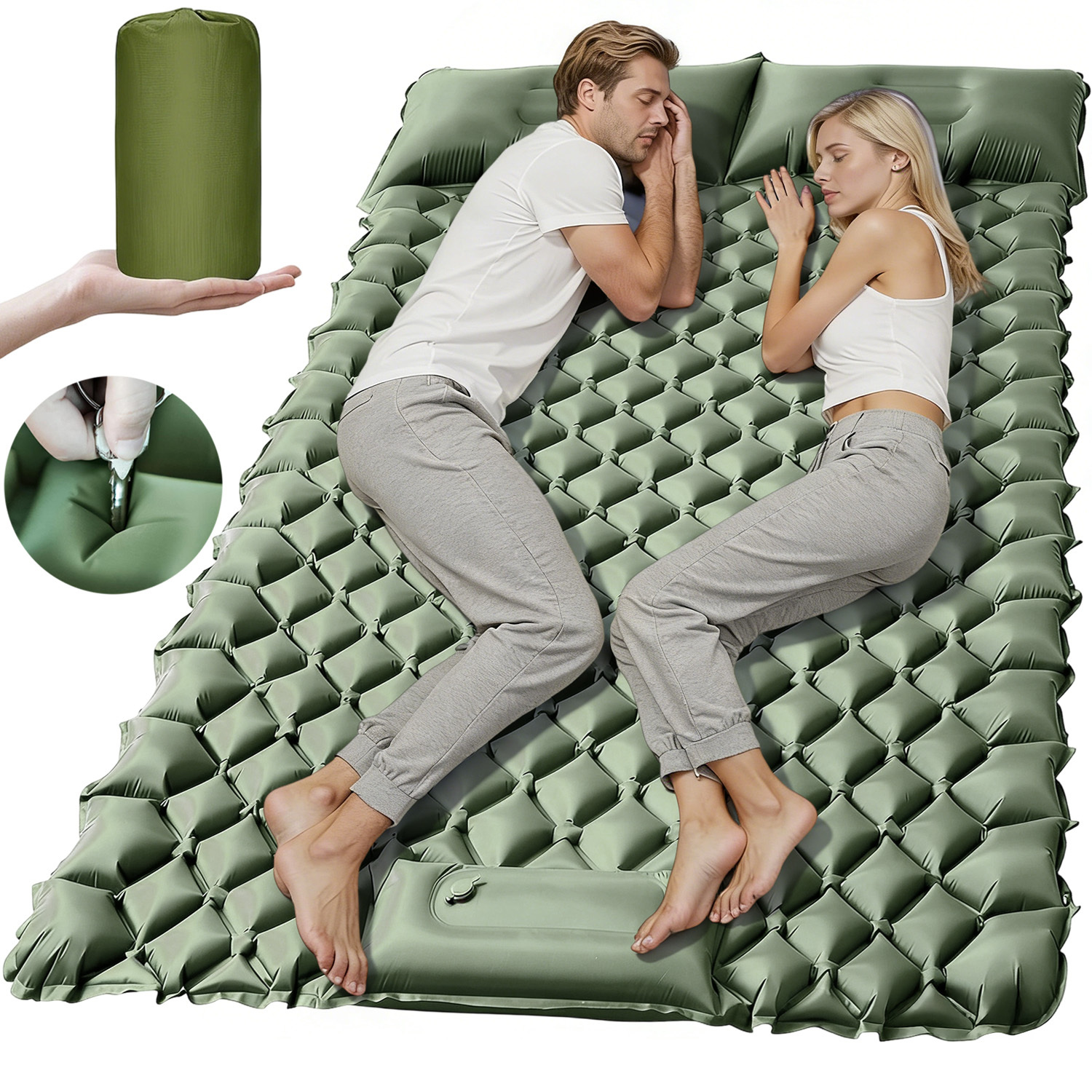 Double Ultralight Inflatable Camping Mat, Self-inflating, Measuring 190x120cm, Ideal For Backpacking, Hiking, Beach , And Tent Use