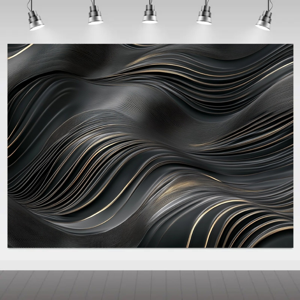 1pc Abstract Super Large Backdrop Banner - Black & Golden Wave Pattern Polyester Fabric, No Electricity Needed for Indoor/Outdoor Use, Perfect for Weddings, Birthdays, Anniversaries, Home Decor & Party Photo Backdrops, Event Decoration, Elegant Design, Durable Fabric, Wall Hanging, Wedding Decorators