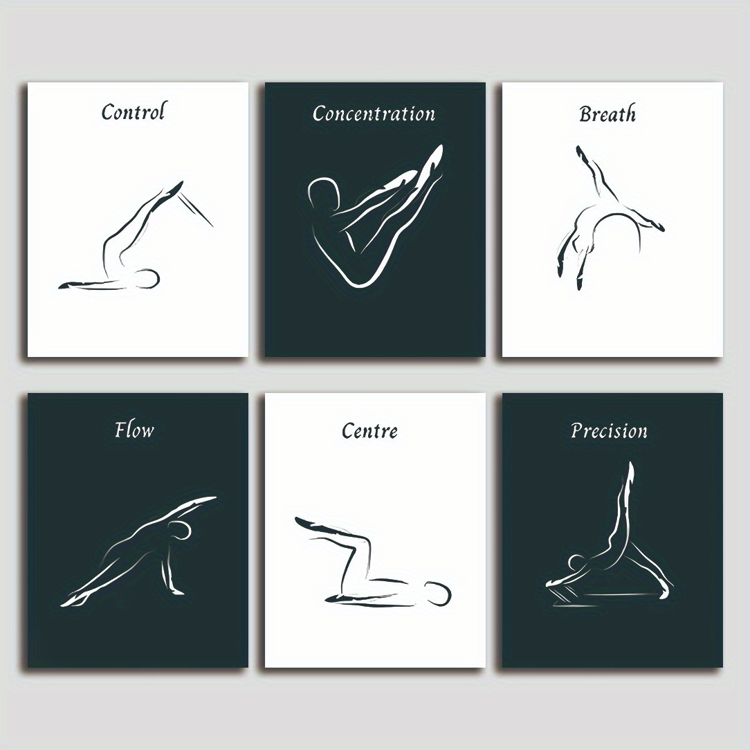 TEMU 6pcs Yoga Wall Art Posters - Senza cornice, Decorazione ispirata per il fitness per il soggiorno e la camera da letto, 8x10 pollici, Line art e