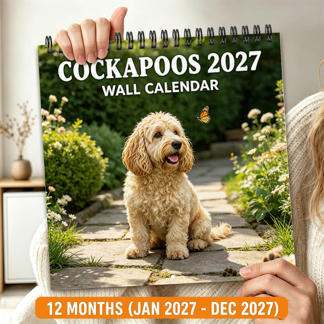 TEMU 2d Flat 1-volume 2027 Teacher's Day Planner, Hanging Wall Calendar, Cappap Dog Themed Wall Calendar, Black Wall Calendar, Large-sized Blocks,