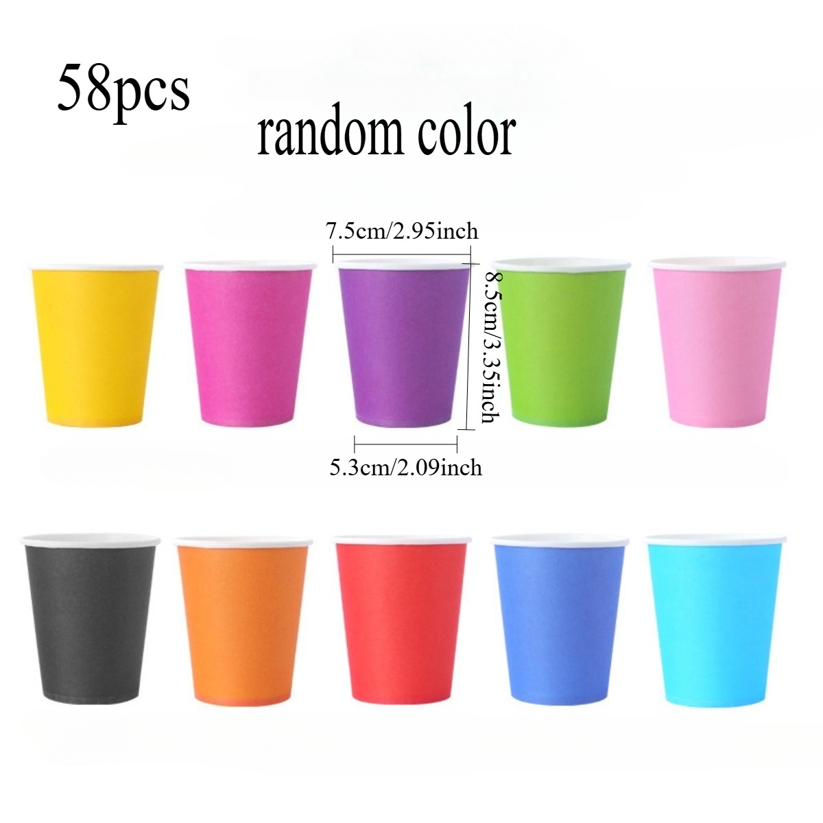 Image of 58pcs For Party Paper Cups Multicolor Drinking Cups Coloured Paper Cups For Party Holiday Wedding Birthday Activities Random Color