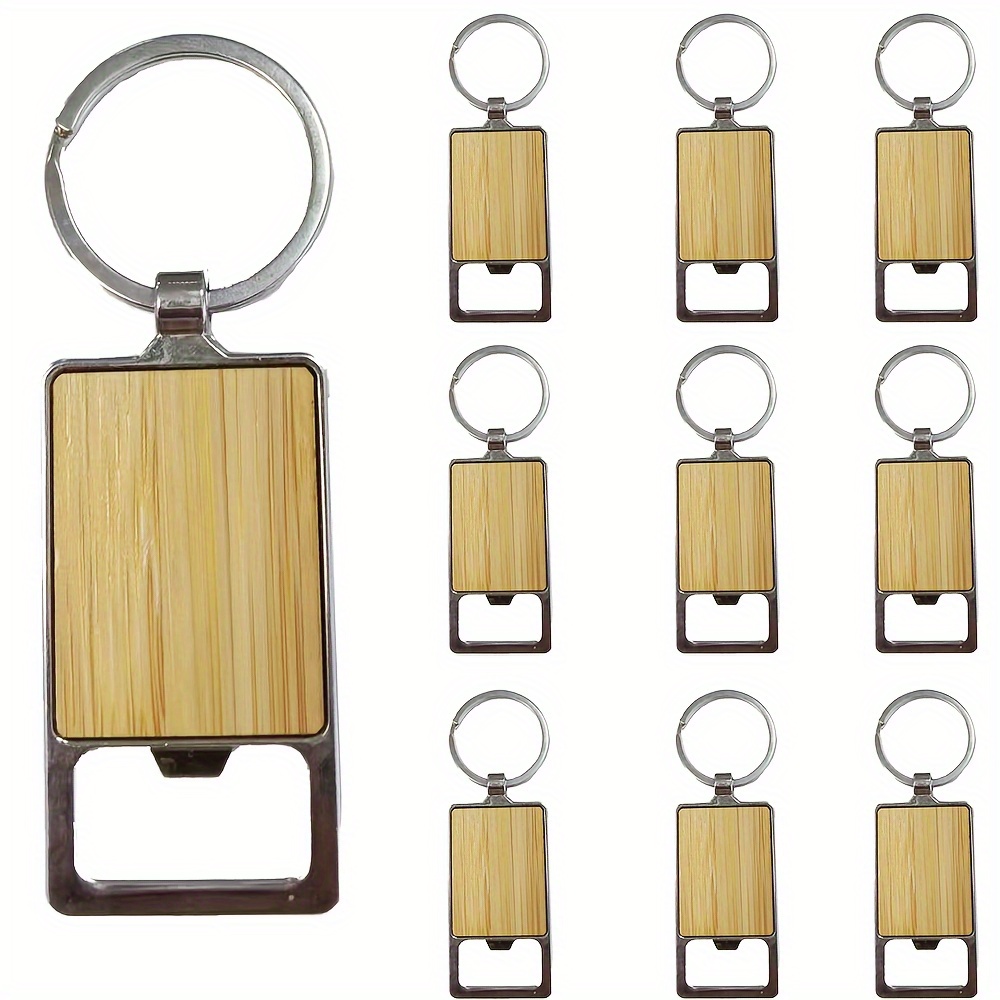Image of Wooden Bottle Opener 10 Pack Wooden Bottle Opener Keychain Blank Pieces | Carving Gifts, Wedding Souvenirs, Christmas Gifts