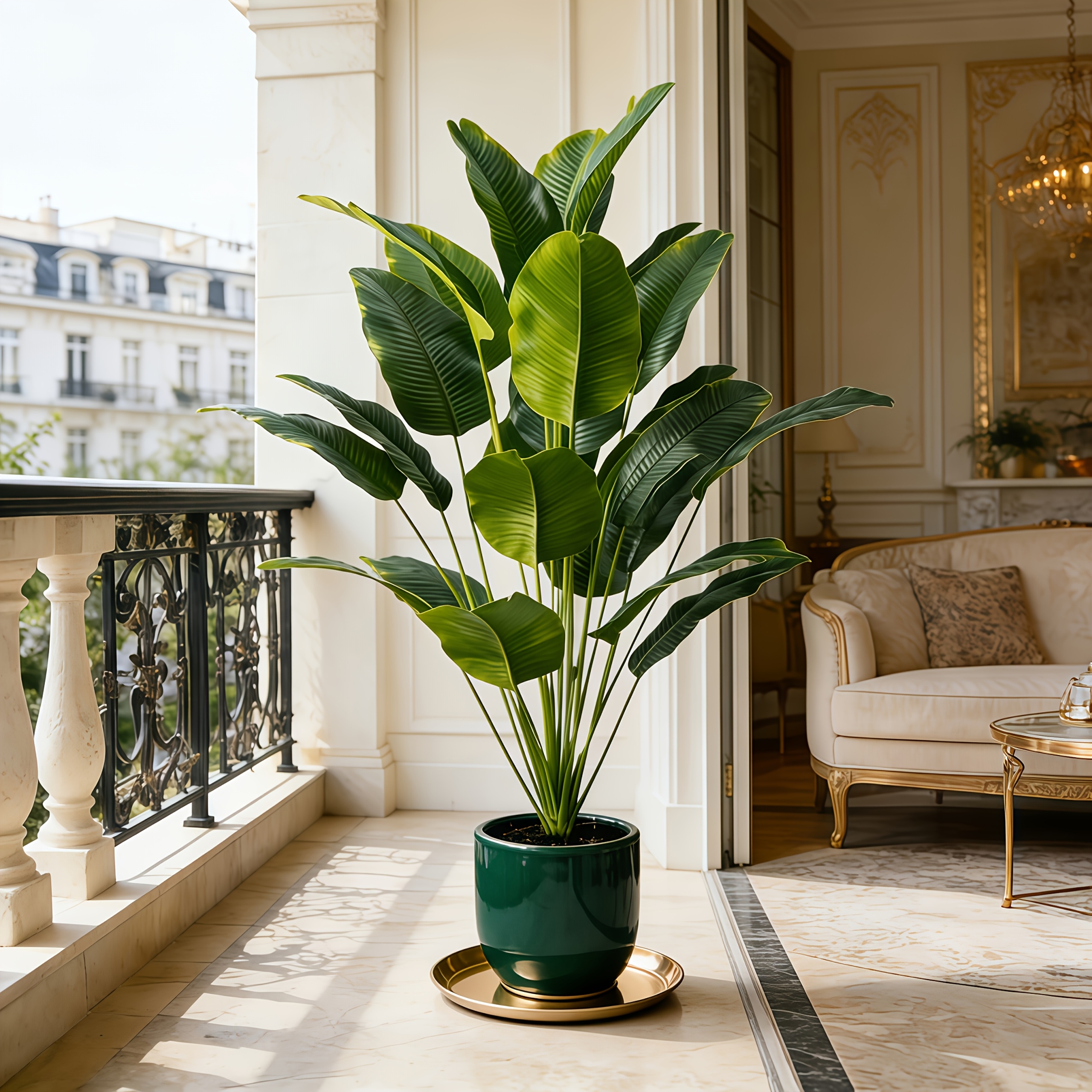 1 Extra-Large Outdoor Artificial Green Plant - Loose Palm Tree for Wedding Garden Modern Decor, Maintenance-Free Four-Season Evergreen Wealth Tree Artificial Plant | Pothos Evergreen Potted Plant, Large Leaf Decorative Tree for Home and Office