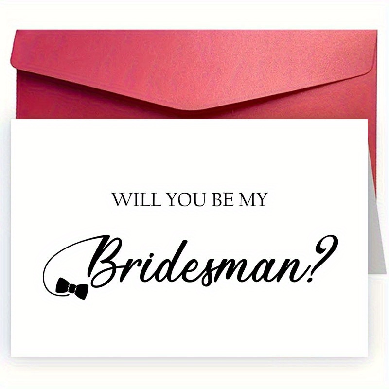 TEMU 1pc Wedding Card Suitable For Best For Man Request & Greeting - Elegant "will You For Man?" Design With Envelope, Wedding Stationery For Groom,