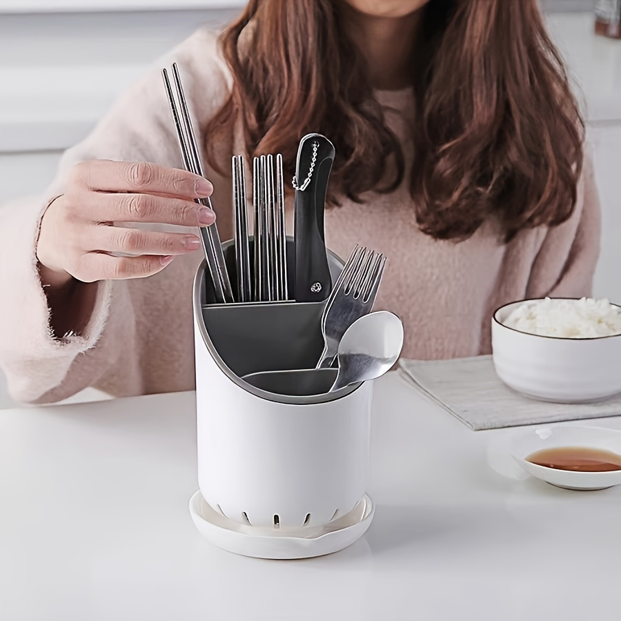 1pc polypropylene kitchen utensil holder with drain tray space saving cutlery and spice rack organizer ideal for   gifts details 3