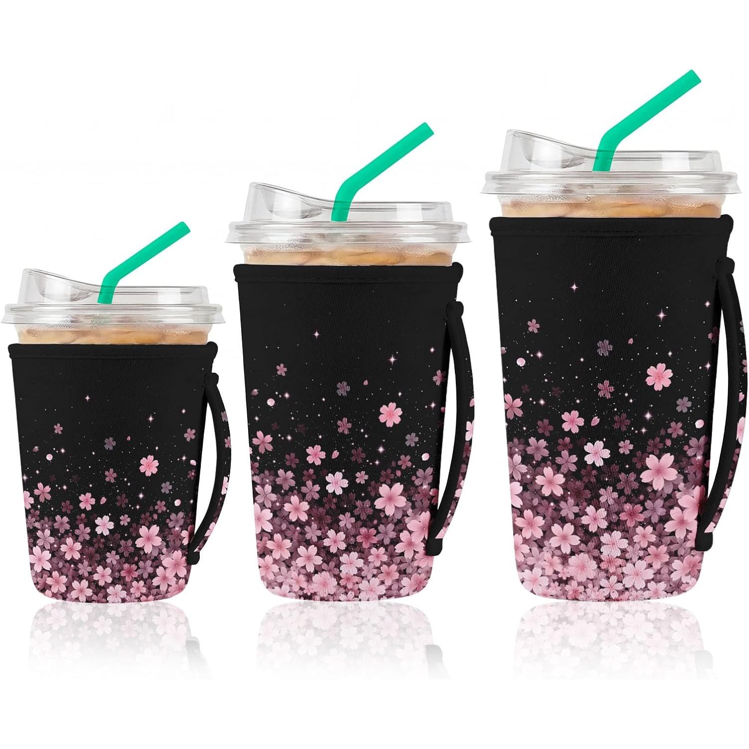 TEMU 3pcs Reusable Neoprene Cup Sleeve With Handle - Iced Coffee Cover, Suitable For Cold Drinks, Fits 16oz/32oz Tumblers, Holders For, Travel Mugs,